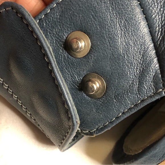 Steve Madden Nonstp blue leather peep toe heel stacked sandals booties - Picture 9 of 11